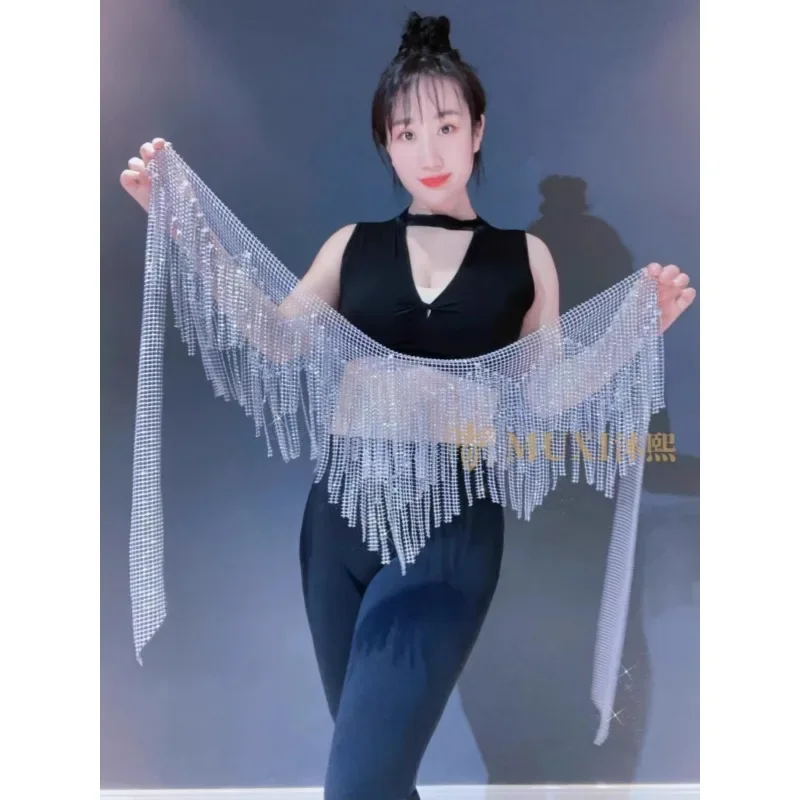 Ladies' Adult Belly Dance Belt Network Diamond Starry Tassel Hip Scarf Bright Diamond Waist Chain danza del vientre 힙스카프 skirt