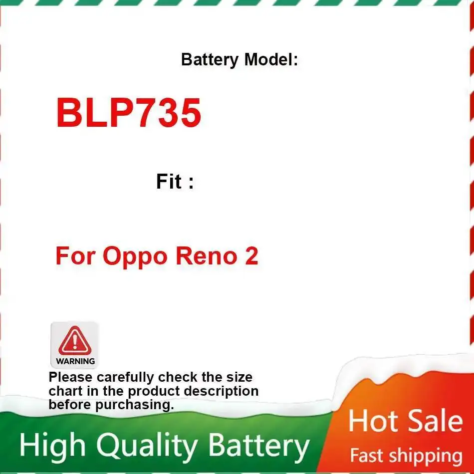 

Аккумулятор мобильного телефона емкостью 4000 мАч BLP735 высокой емкости для быстрой зарядки Oppo Reno 2