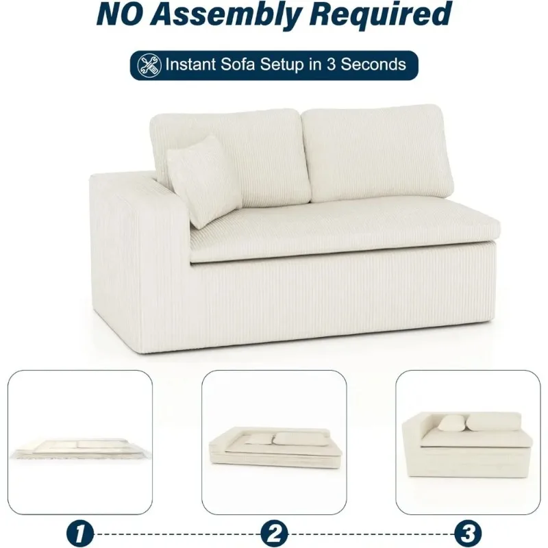 

3-zits L-vormige Bank Met Diepe Zitting, 101 Inch Cloud-sofa, Gezellige Modulaire Banken, Oversized Corduroy Bank
