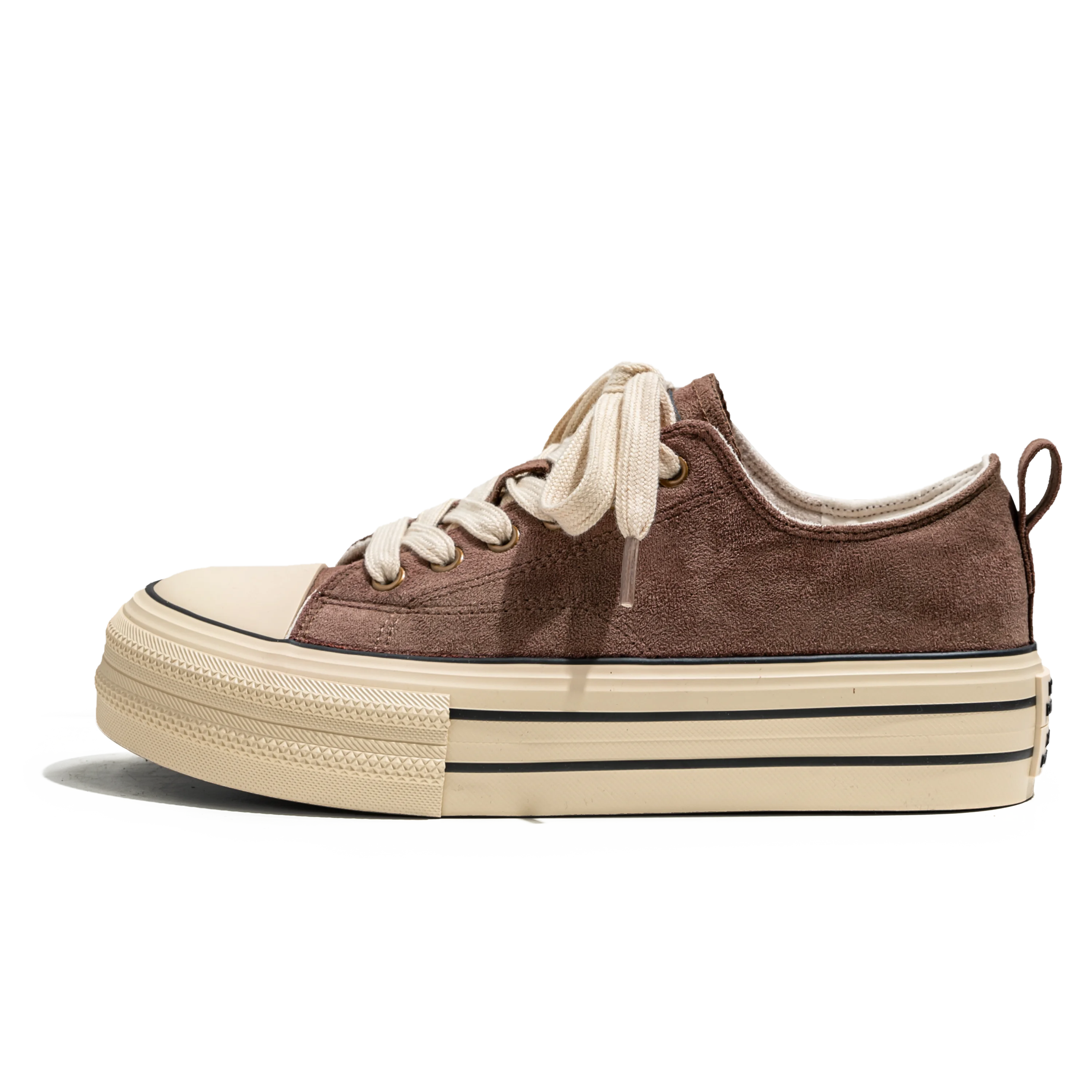 

Vintage Brown Casual Sneakers Comfort Suede Thick Sole Men's Shoes Trend Lace-up High Top Shoes Mens Vulcanized Sneakers