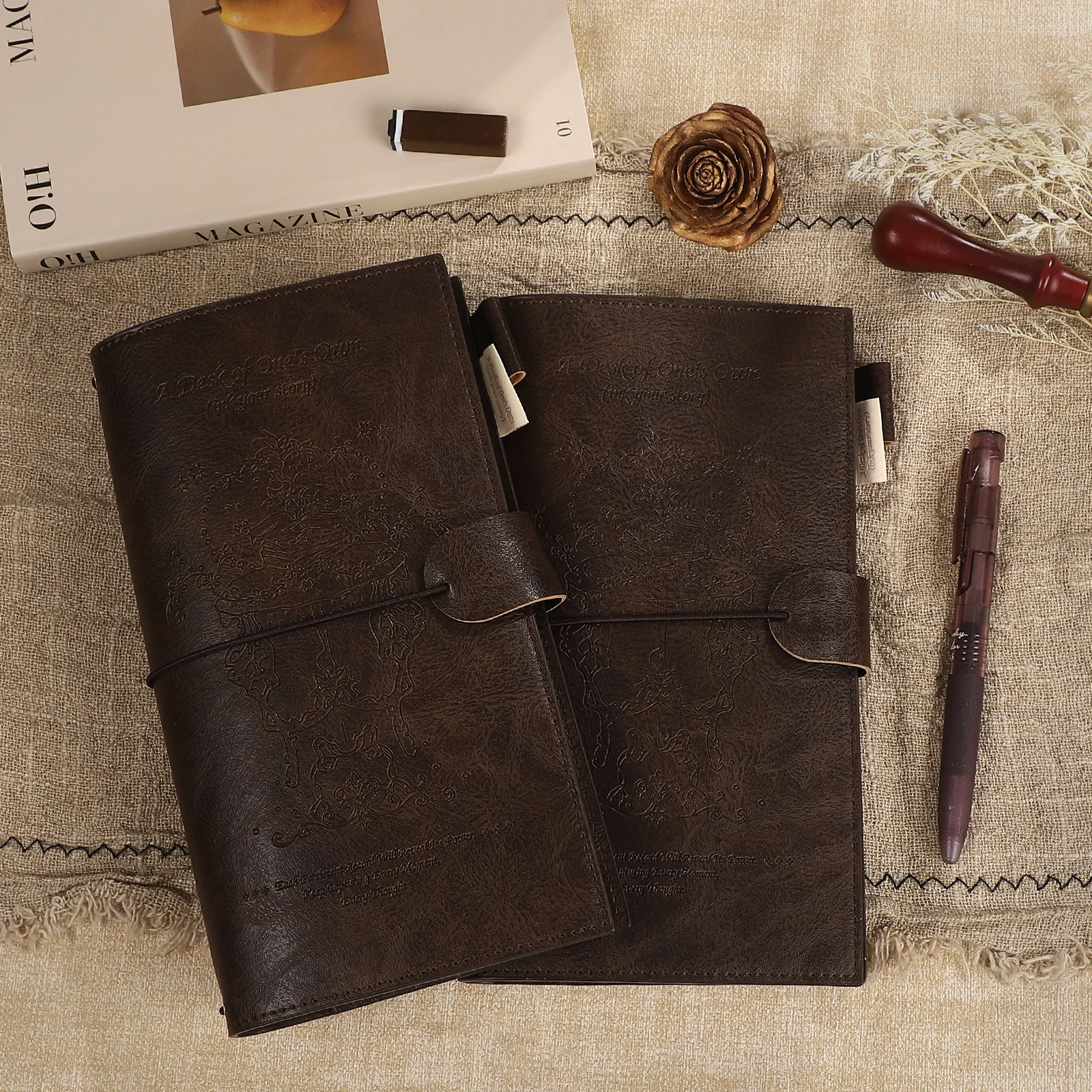 アンティークガーデンシリーズヴィンテージレザーカバートラベル - Vintage Leather Journal Notebook のレビューと価格