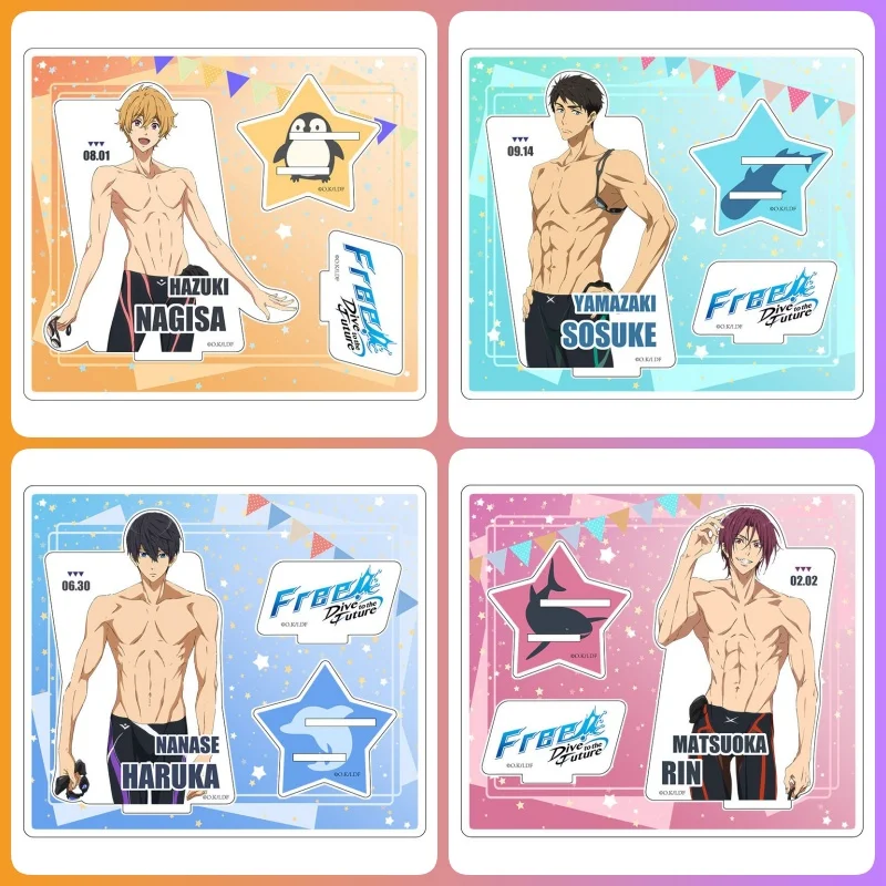 Free! - Iwatobi Swim Club 15CM ANIME Nanase Haruka Tachibana Makoto Acrylic Figure Stand Collecting Accessories Keychain