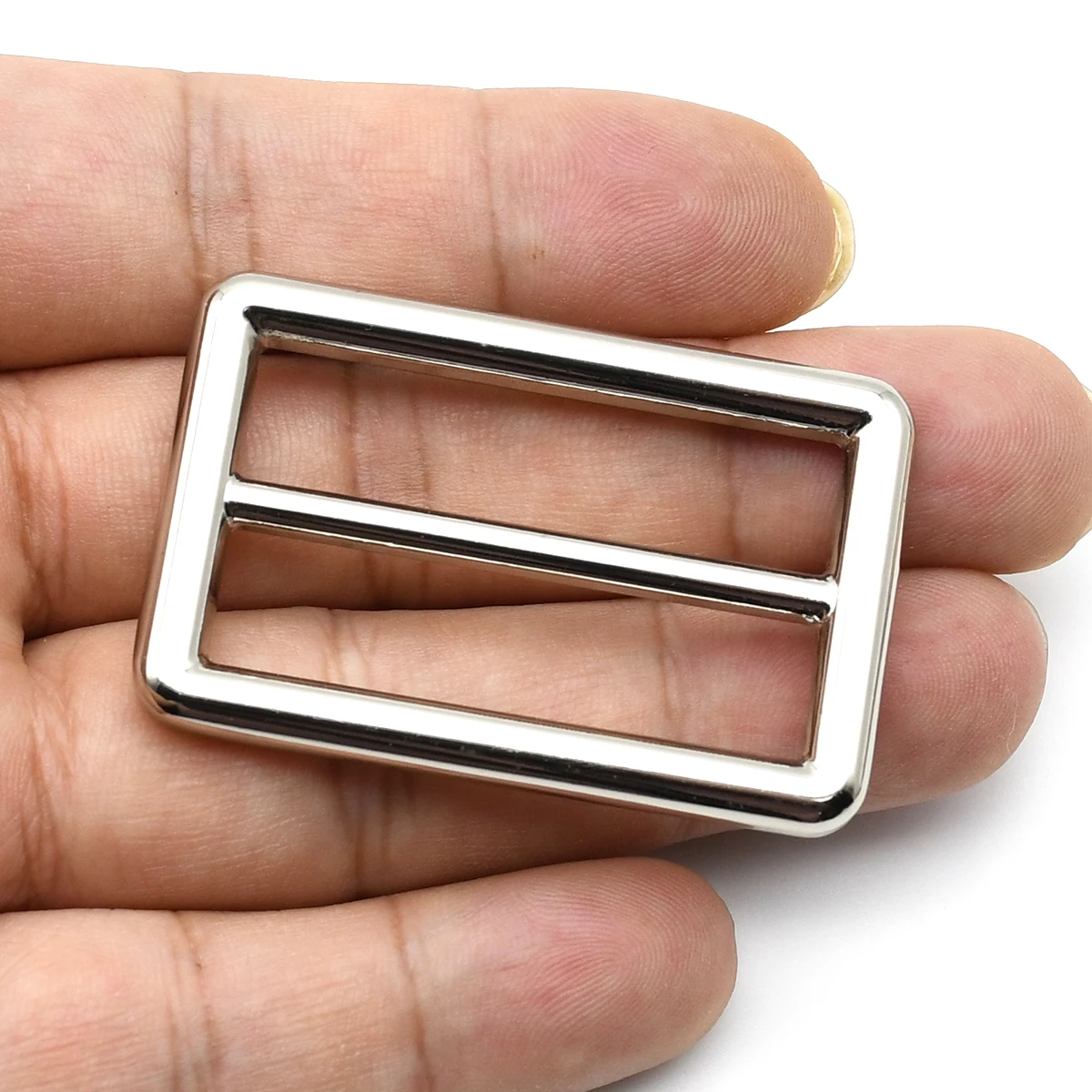 1x Metal Tri-Glide Buckle Bag Strap Adjustment Buckle Square Ring for Leather Craft Bag Parts Backpack Shoulder Belt Accessories