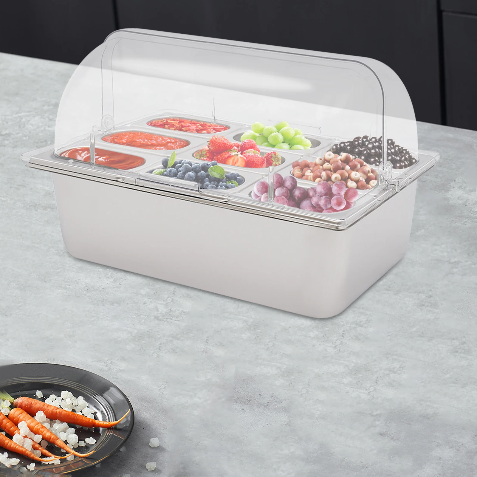 

9-секционный подогреватель еды для шведского стола, электрический нагревательный поднос из нержавеющей стали, 53x33 см для общественного питания на завтрак в отеле