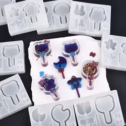 UV Resin Shaker Lollipop Love Rabbit Pentagram Silicone Mold Quicksand Mold Pendant Casting For DIY Craft Jewelry Pendant Making