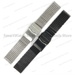 4.0 Thicken Stainless Steel Shark Mesh Strap for Seiko Solid Adjustable Buckle Diving Watch Band 18/20/22mm Men Luxury Bracelet