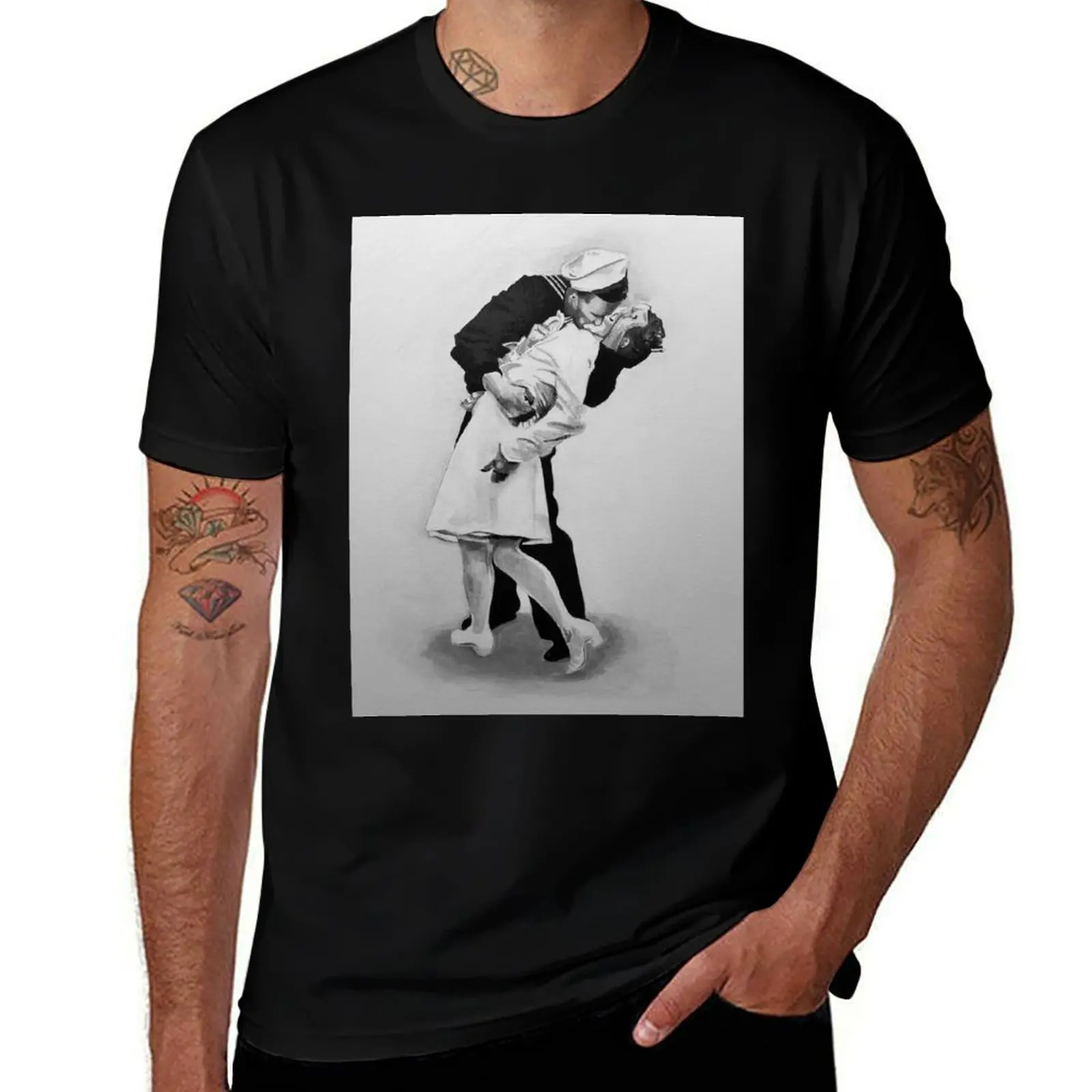 KISS Sailor and Nurse T-Shirt Retro Style Print Casual Top T-Shirt