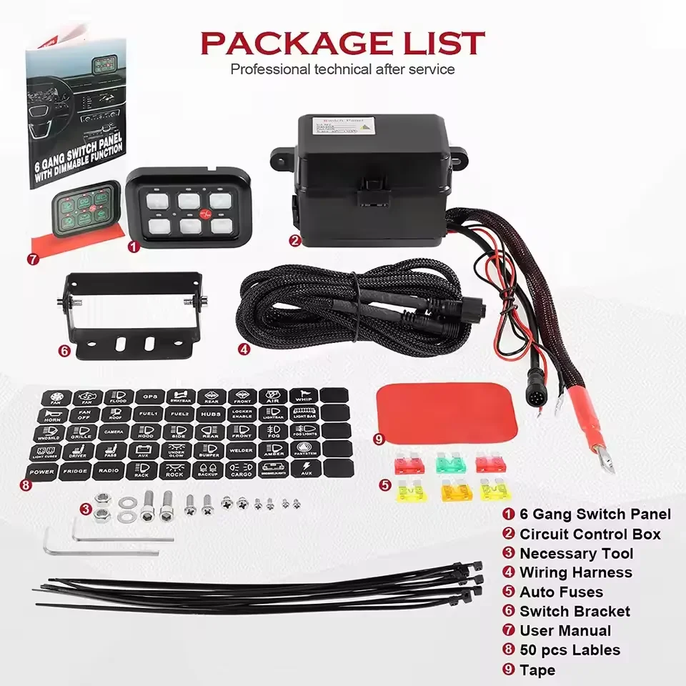 Yacht Six-way Control Panel Switch LED7 Color Switch Panel With Control Box For Toyota RV 1969-1988 1 Year Warranty