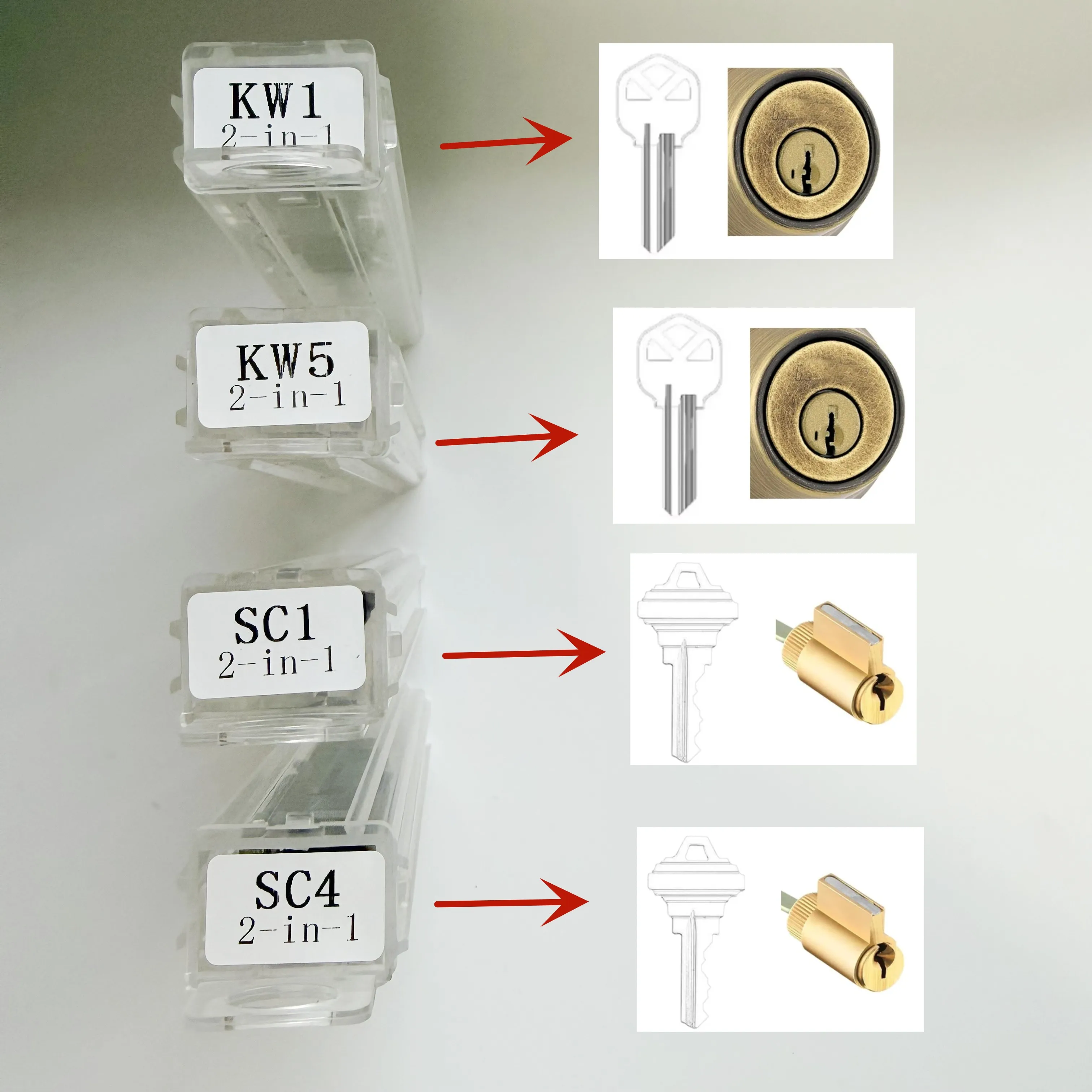 4pcs/lot Lishi 2 in 1 Tool SC1 SC4 KW1 KW5 Auto Repair Tool for Civil Locksmith 2in1 Tools Kit