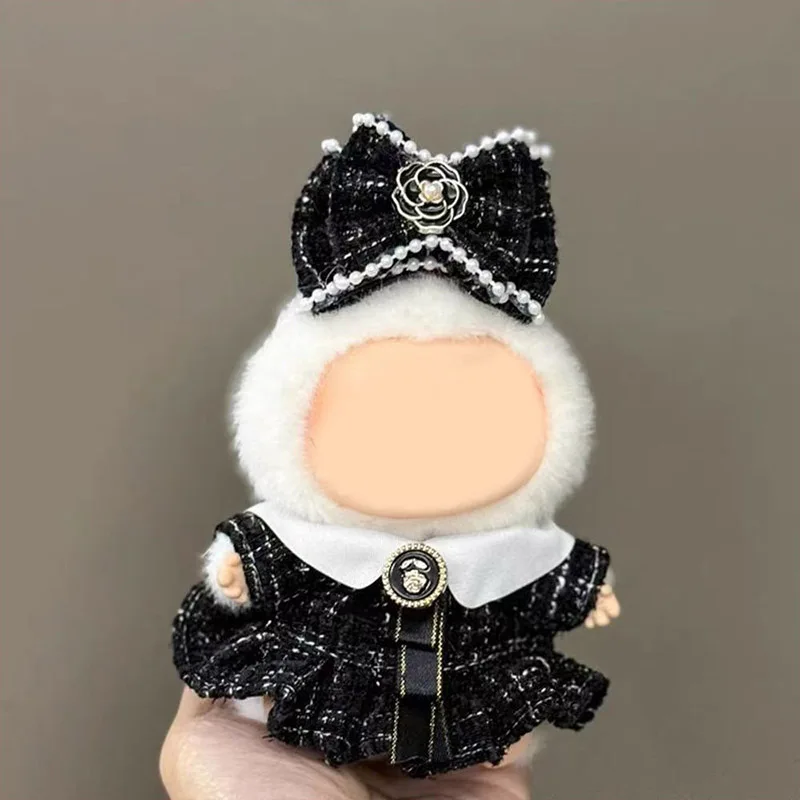 Completo da 2 pezzi per bambole Labubu, adatto per bambole sedute da 15 cm e 17 cm, set per travestimenti Xiaoxiang, accessori con gonna