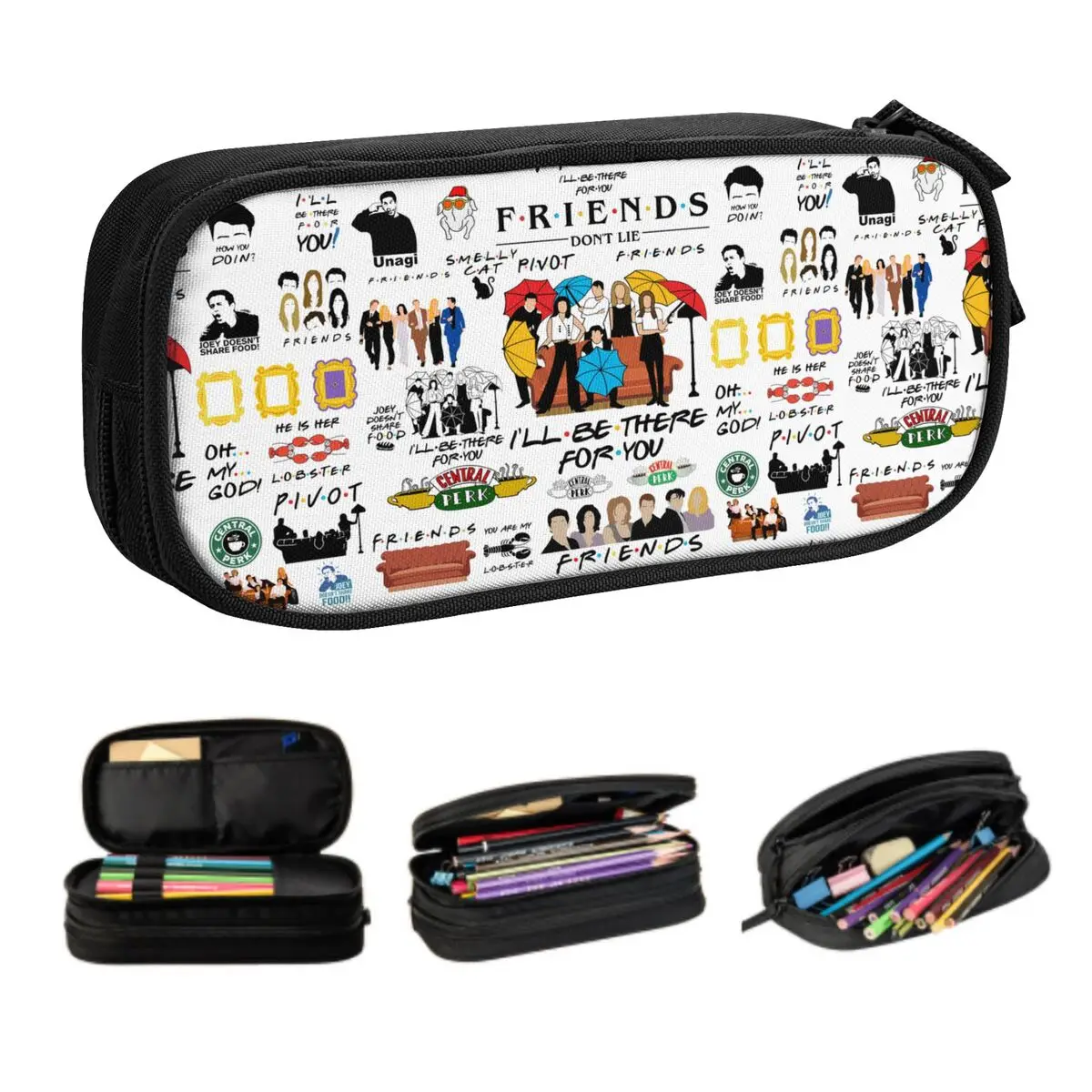 Custom Funny TV Show Friends Collage Korean Pencil Case Boy Girl Large Capacity Pencil Box Students Stationery