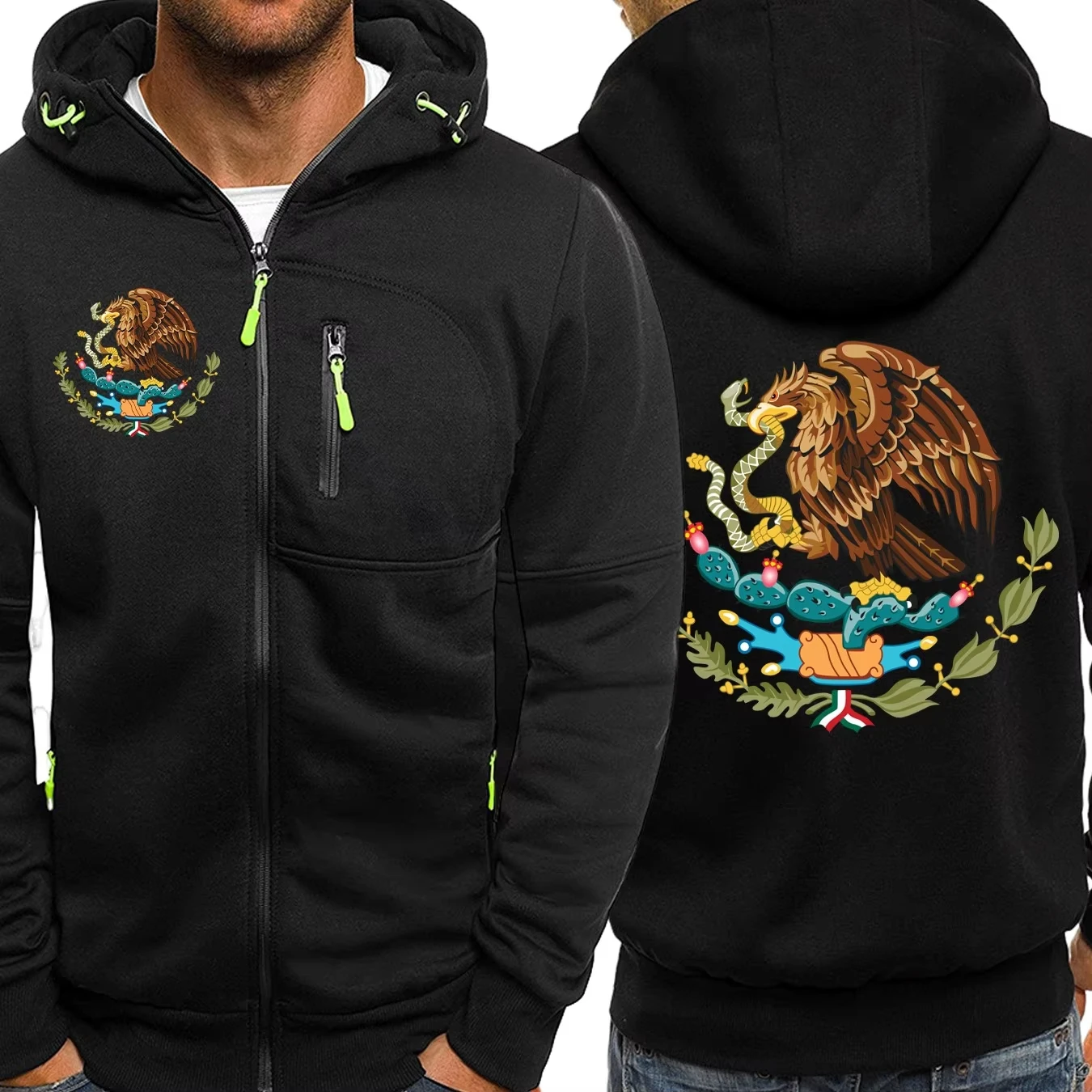 

Mexico A Divine Eagle Printing Zipper Hoodies Men Casual Fashion Streetwear Oversize Sweatshirt Autumn Fleece Malr Clothing