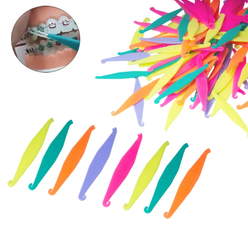 

100 шт. стоматологических ортодонтических эластичных резинок-крючков для брекетов, одноразовые, разных цветов, аксессуары для ортодонтии