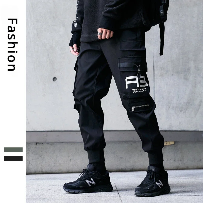 

Men's Multi-pockets Zipper Joggers Spring New Cargo Pants Solid Harem Pants Casual Sweatpants Hip Hop Streetwear Male Trousers