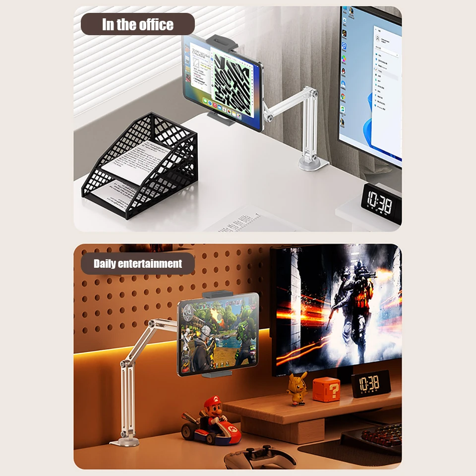 Picture 5: Adjustable Bed Tablet Stand for 4-12.9 inches Mobile Phones Tablets Aluminum Arm Bed Desk Tablet Mount Support for iPad Mini