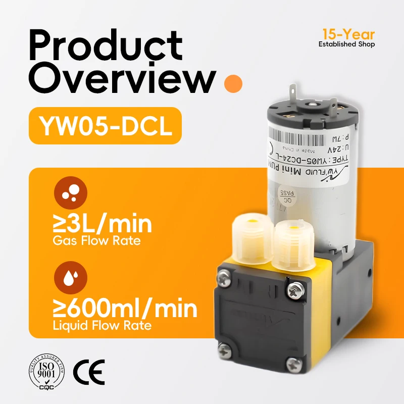 YW05 A-DCL Brush Motor 12V 24V OBM/ODM Micro Miniature Diaphragm Pump for Chemical Industry