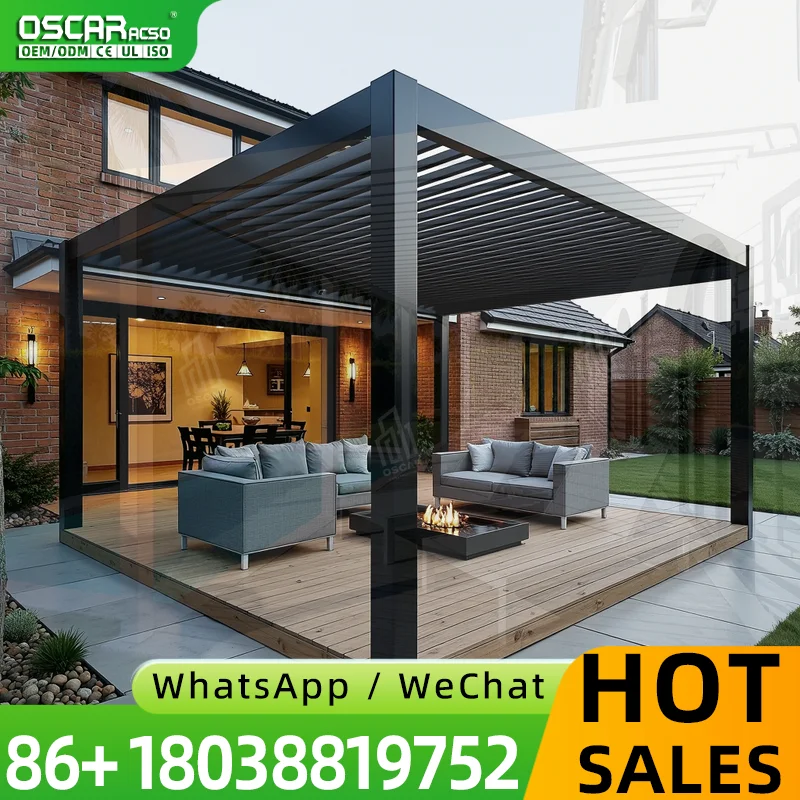 Modern Aluminum Pergola Retractable Canopy Adjustable Louver Innovative Stylish Patio Shelter Garden Deck Backyard Pool USA Outd