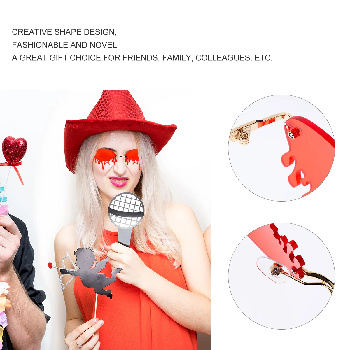 

1Pcs Lightweight Irregular Sunglasses Creative Bleeding Shape Party Glasses Decorative Photo Shoot Props Outdoor Travel Use