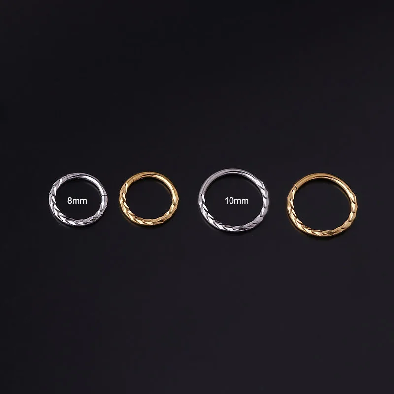 16G 8/10mm Nose Rings Silver/Gold Hypoallergenic Stainless Steel Cartilage Rook Hoop Earrings Piercing Jewelry for Women Men view 6