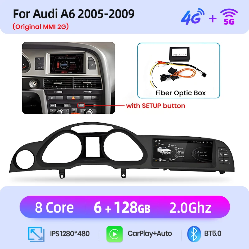 Junsun 8.8 Inch Draadloze CarPlay Andorid Auto Radio Multimedia Voor Audi A6 C6 4F 2005-2011 MMI 2G 3G GPS Navigatie Stereo