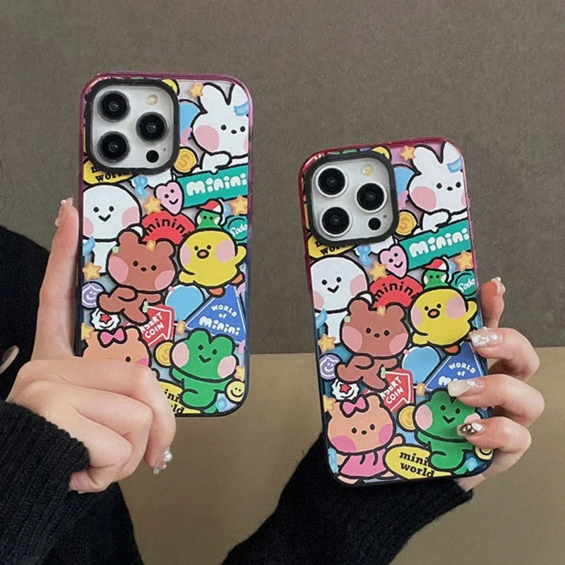 

Animal Friend 2.0 Acrylic Colorful Border Phone Case Cover for IPhone 11 12 13 14 15 16 Pro Max Case for IPhone 15 16 Pro Max