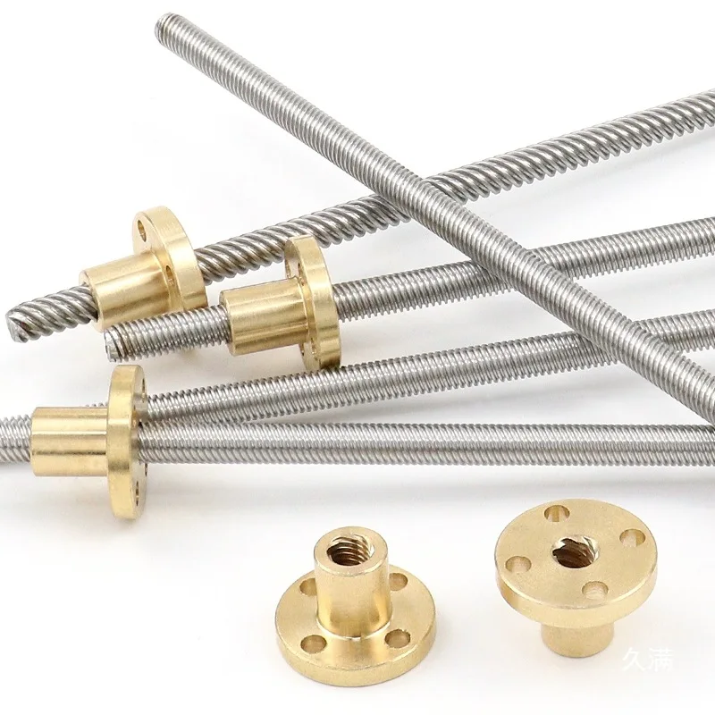 T8 Lead Screw THSL-300-8D Trapezoidal Rod T8 CNC 3D Printer Lead Screw Thread 8mm Length 100-500mm with Brass Nut
