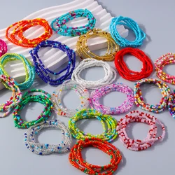Aihua Bohemian Handmade Beaded Bracelet for Women Summer Multi Layer Colorful Beads Chain Bangles Girls Boho Jewelry Wholesale