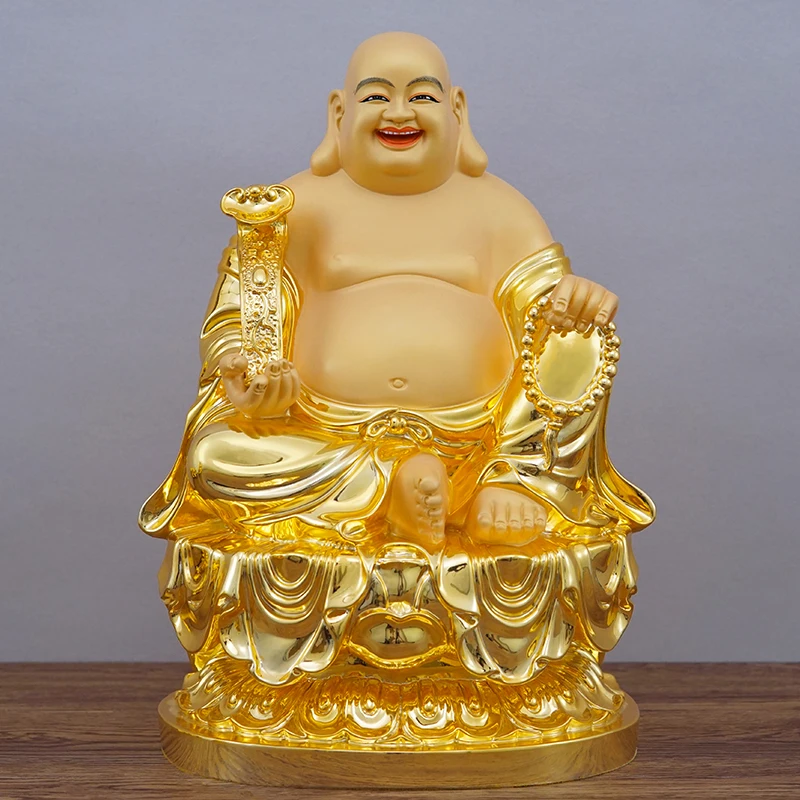 

37CM Large high grade gilding copper Maitreya Buddha God of Wealth statue HOME company shrine Recruit money Bring good LUCK