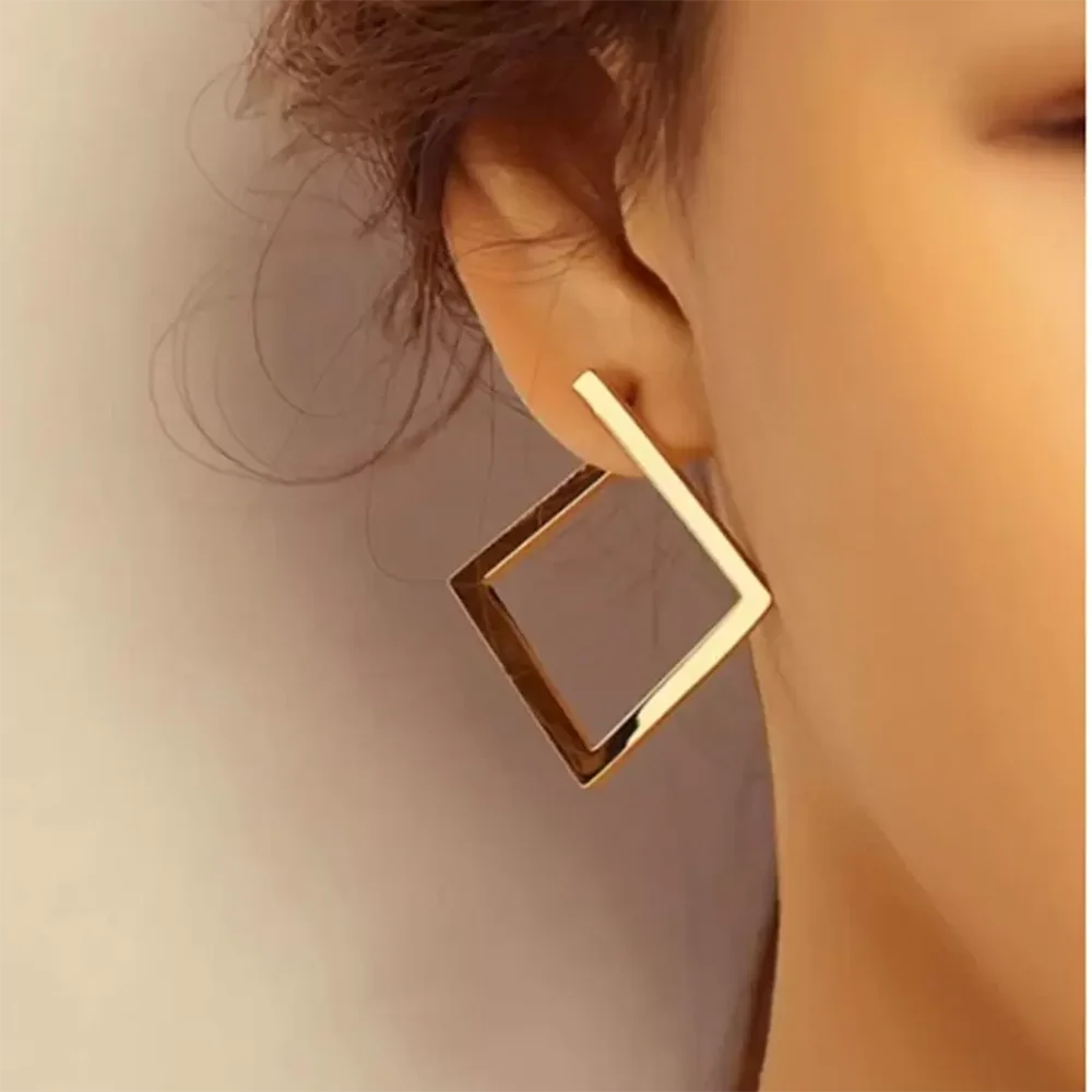 DOTIF Stainless Steel Geometric Hollow Square Earrings Female 2025 New Personality Simple Fashion Senior Sense Of Ear Jewelry