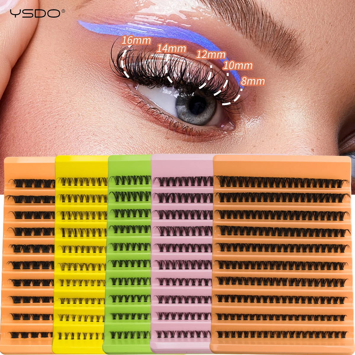 Fluffy Lash Clusters Extensions Kit ซีลและ Bond 2 in1 ขนตาหนากลุ่ม Wispy Lashes ปลอม Cils เครื่องมือแต่งหน้า