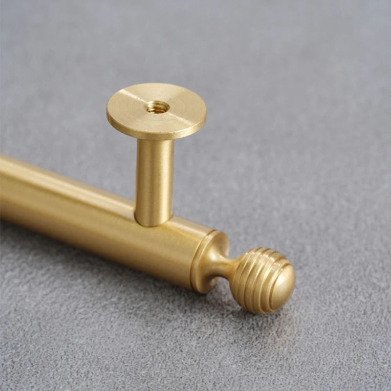 Luxury Solid Brass Cabinet Furniture Drawer Cabinet Door Handle Round Knobs T-Bar Wardrobe Pull