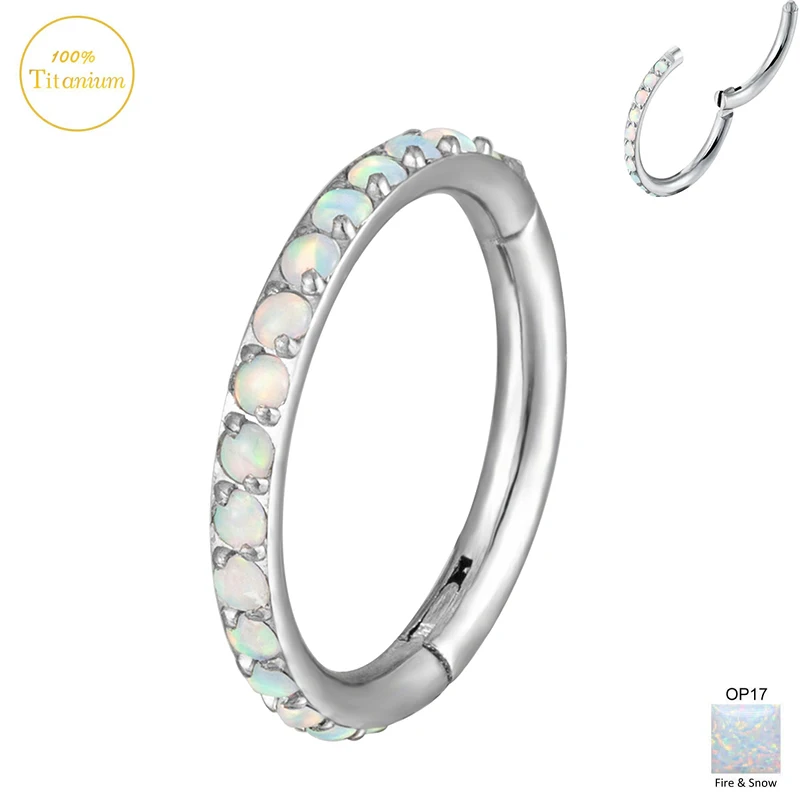 G23 Titanium Opal Piercing Earrings Septum Piercing Nose Ring Clicker Lip Ring Ear Cartilage Tragus Helix Piercing Jewelry 16G