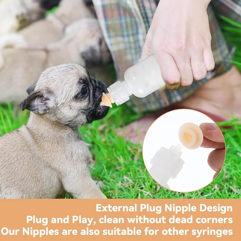 طقم تغذية زجاجة رضاعة للحيوانات الأليفة لحديثي الولادة، زجاجة رضاعة سعة 55 مل مع حلمات سيليكون بديلة للقطط والجراء والأرانب #4