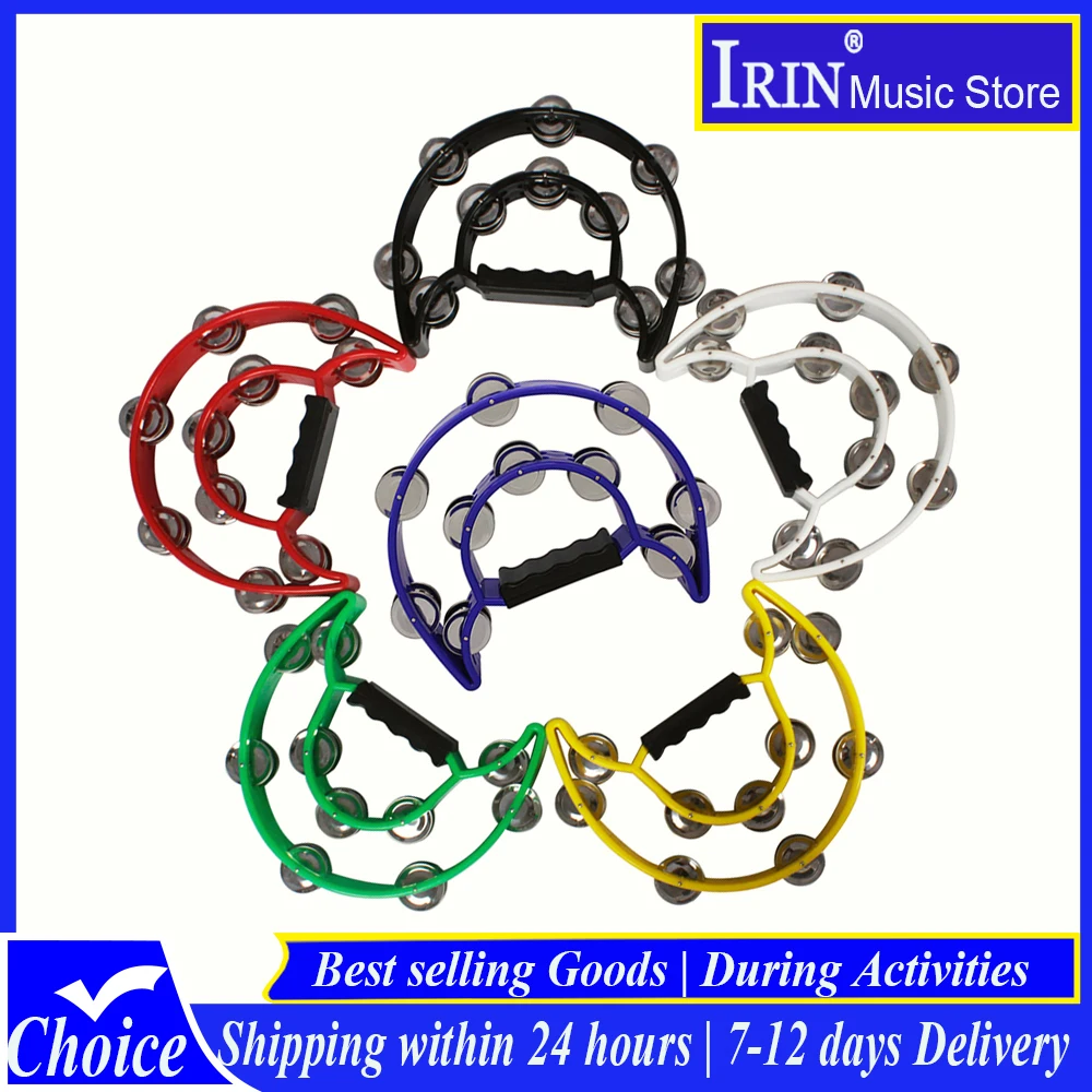 Pandereta IRIN de Doble Fila con Sonajeros Metálicos, Pandereta de Media Luna, Instrumento Musical, Regalo para Niños y Adultos