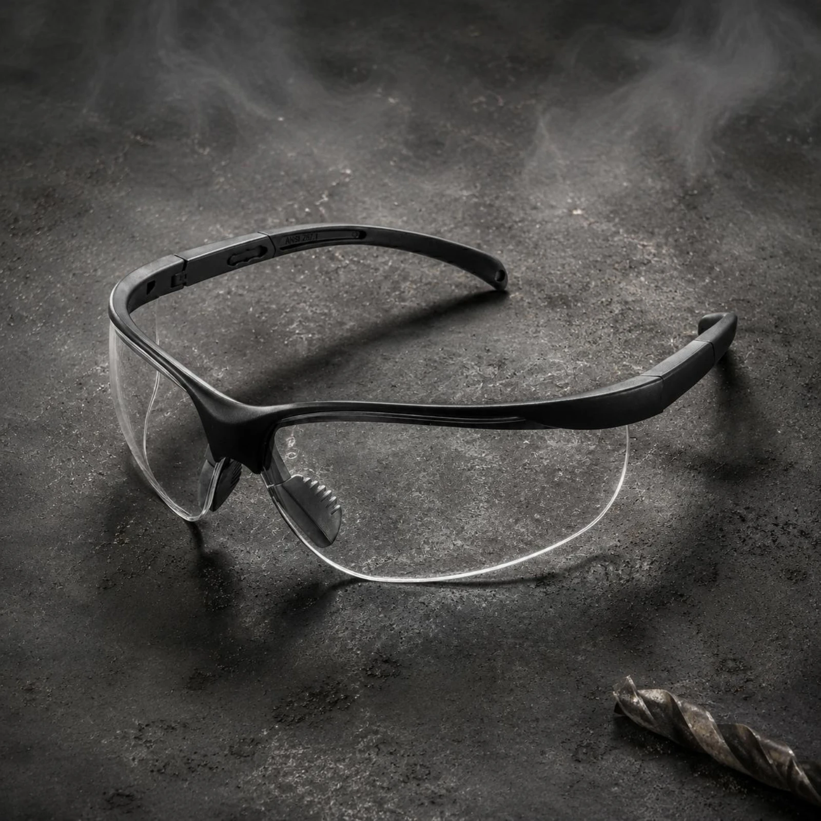Wraparound Safety Glasses Straight Temples Clear Lens Safety Glasses Eye Protection Black Frame Full Coverage