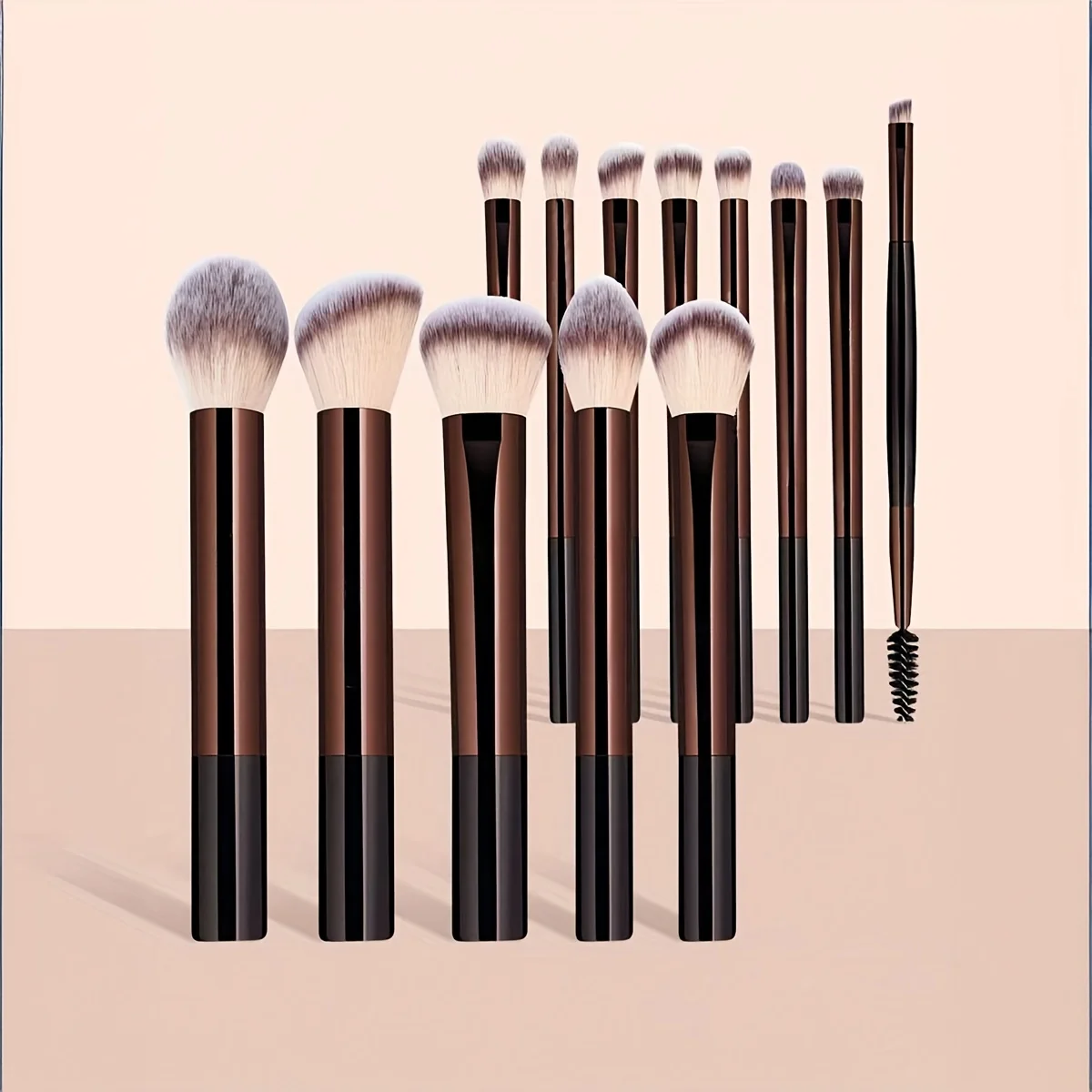13pcs Professional Soft Aluminum Tube  Brush Set, Including Foundation Brush, Eyeshadow Brush, Brow Brush, Blending Brush,
