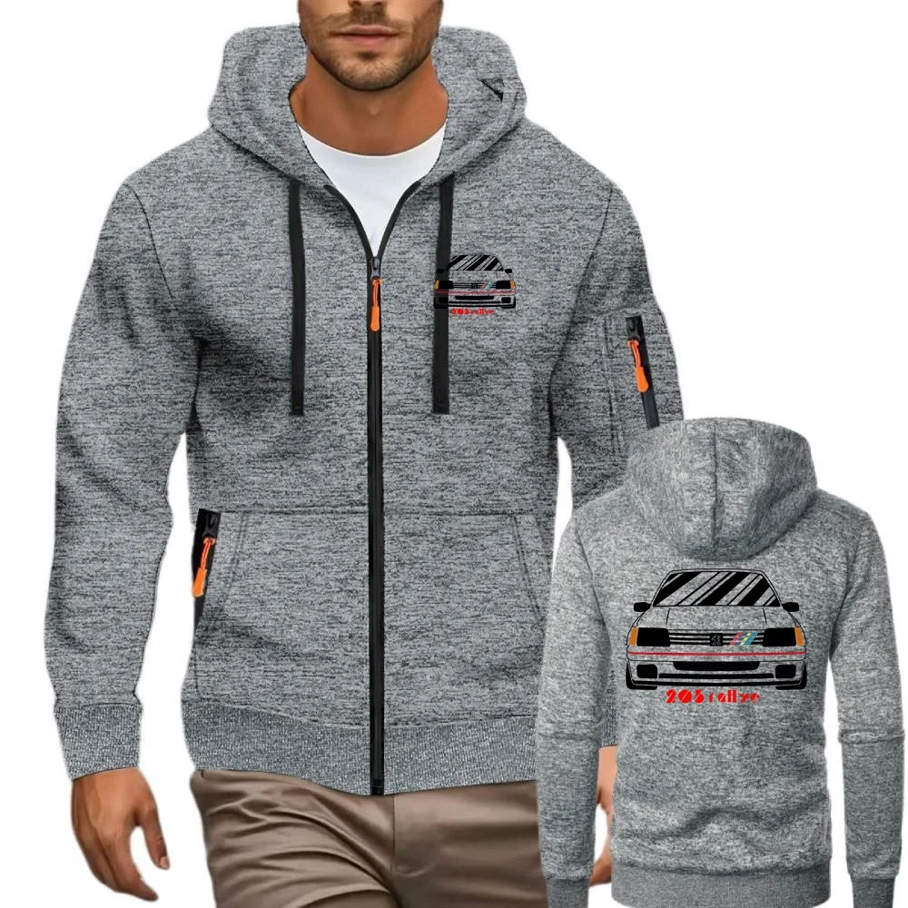 Esporte masculino com capuz wrc 205 gti carro rallye corrida inverno jacquard moletom de malha cardigan masculino zíper jaqueta casacos