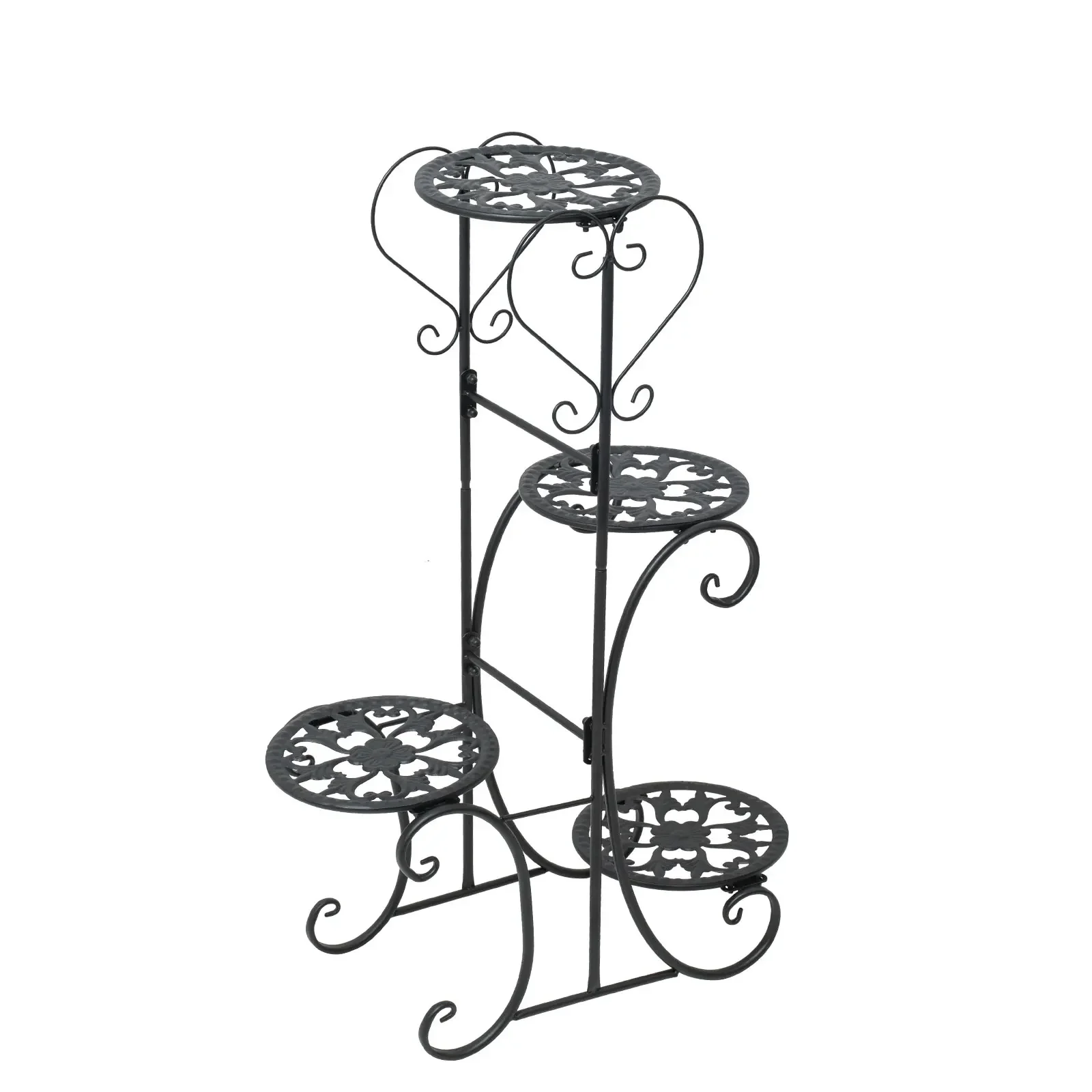 

4 Pot Metal Flower Plant Stand Indoor&Outdoor 4-Tier Plant Shelf Display Flower Pot Holder Stand for Patio Garden Corner
