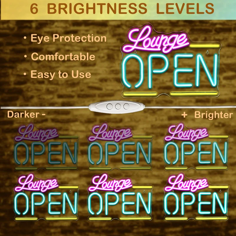 Lounge Open Neon Sign Custom Led For Wall Decor Cool Letter Business Light Up Signs 5/12V USB For Bar Store Hotel Party Decor