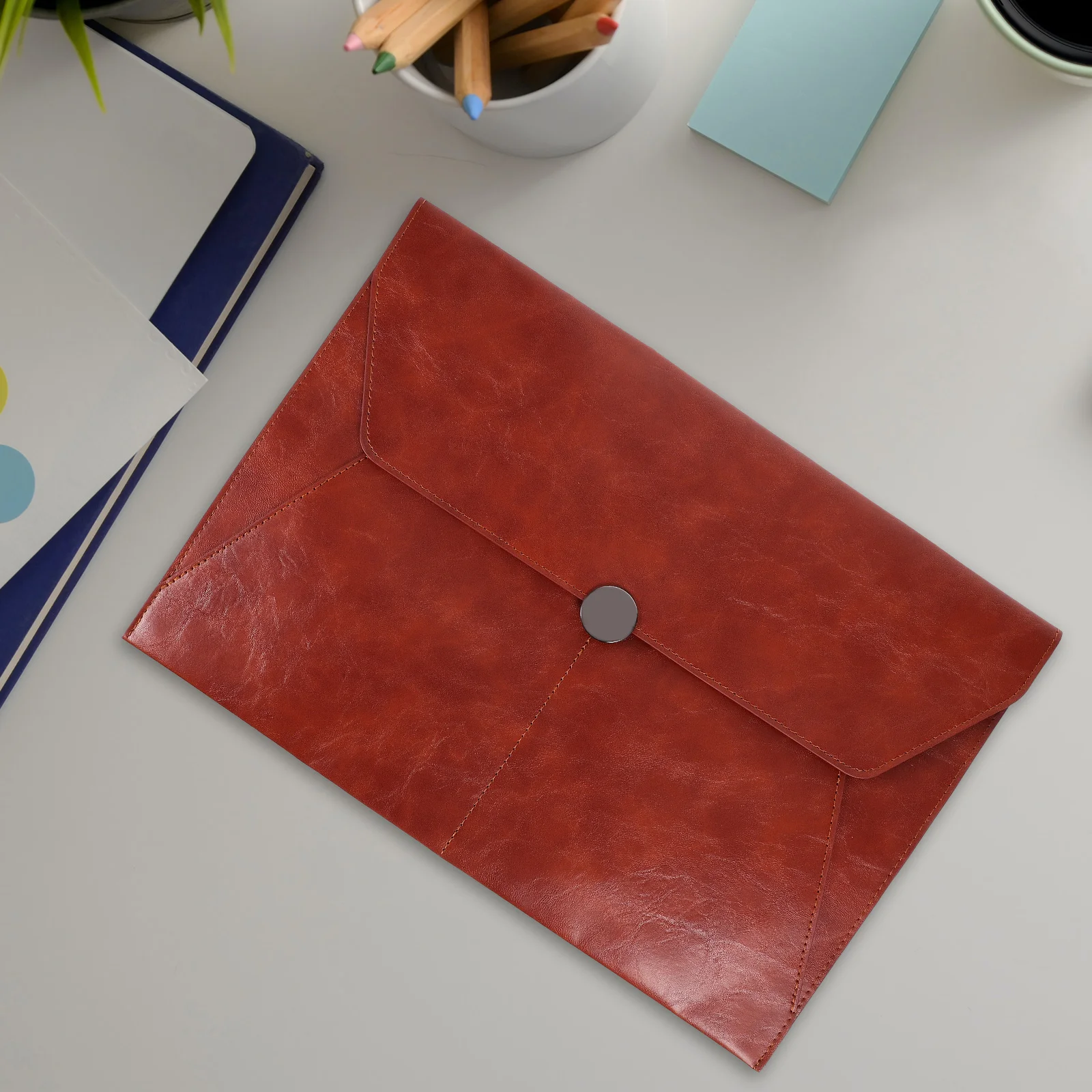 Revision A4 Imitation Large Capacity Storage Bag Expandable File Folder Business Brown