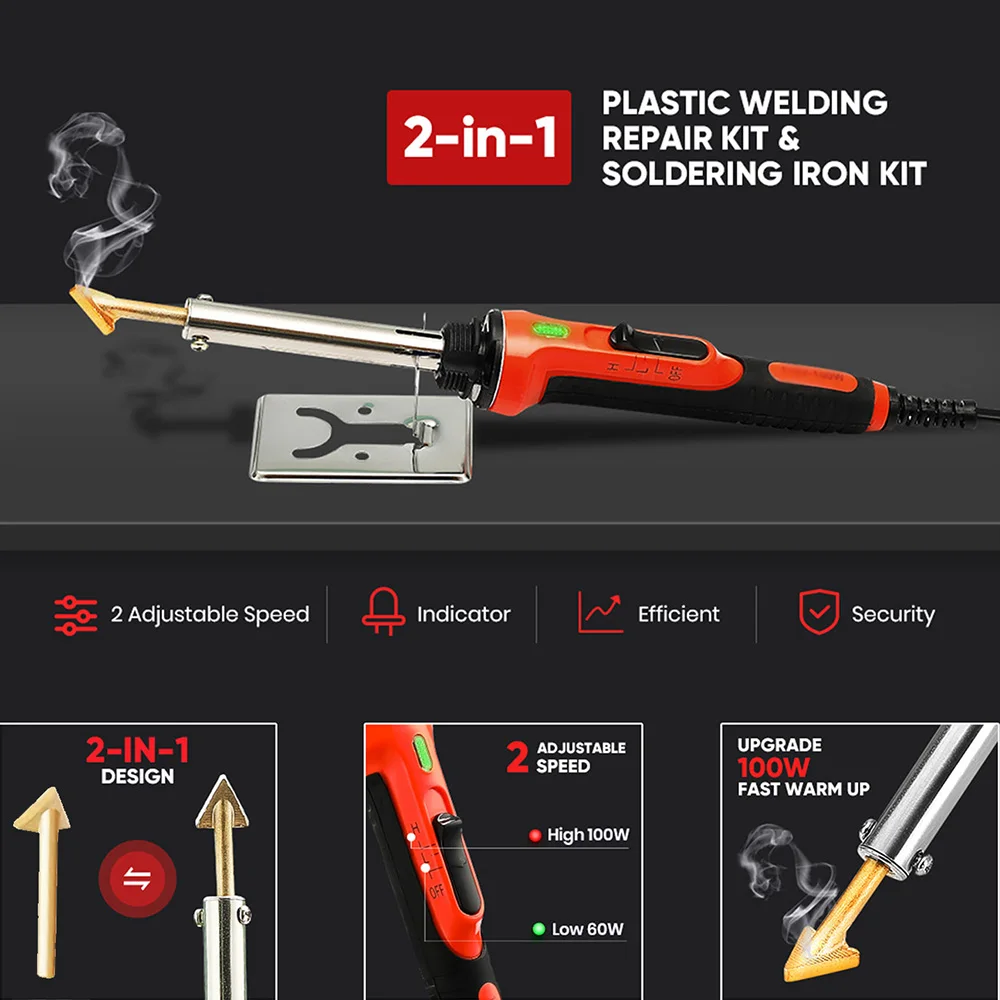 50 واط طقم لحام بلاستيكي إصلاح لحام ، 1000/200 قطعة دباسة ساخنة DIY ، إصلاح شقوق مصد السيارة ، قوارب الكاياك ، الألعاب البلاستيكية ﻿