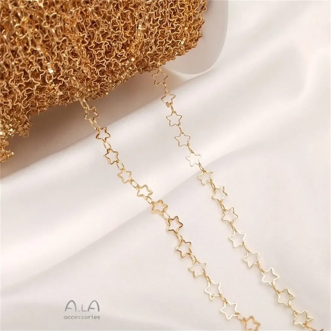 

14K Genuine Gold 5mm Small Five Pointed Star Chain Star Loose Chain Handmade Bracelet Necklace DIY Jewelry Material B628