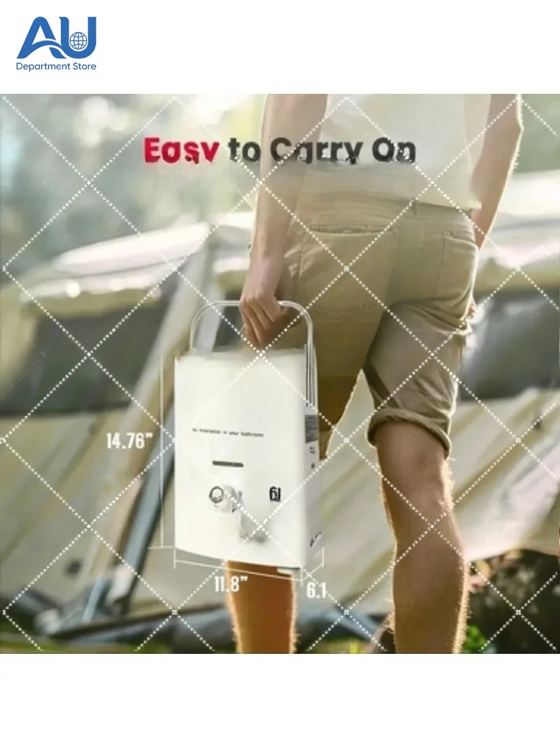 6L Propane Gas Tankless Water Heater Outdoor Camping Instant Hot Shower with Head for Car Truck Tent