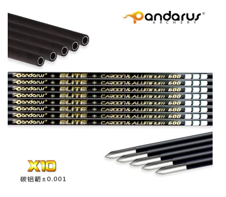 Pandarus ELITE ID3.2mm X10 karbon aluminium poros panah tidak termasuk panah baling-baling Spine350-1000 panahan DIY 6/12 buah