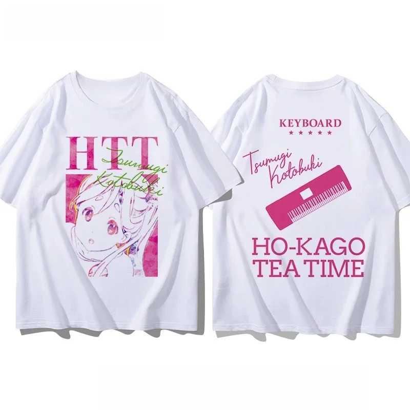 K-ON T Shirt Women Hirasawa Yui Anime Cosplay Short Sleeved Round Neck Y2k Tshirt Men Clothing Mens T-Shirt