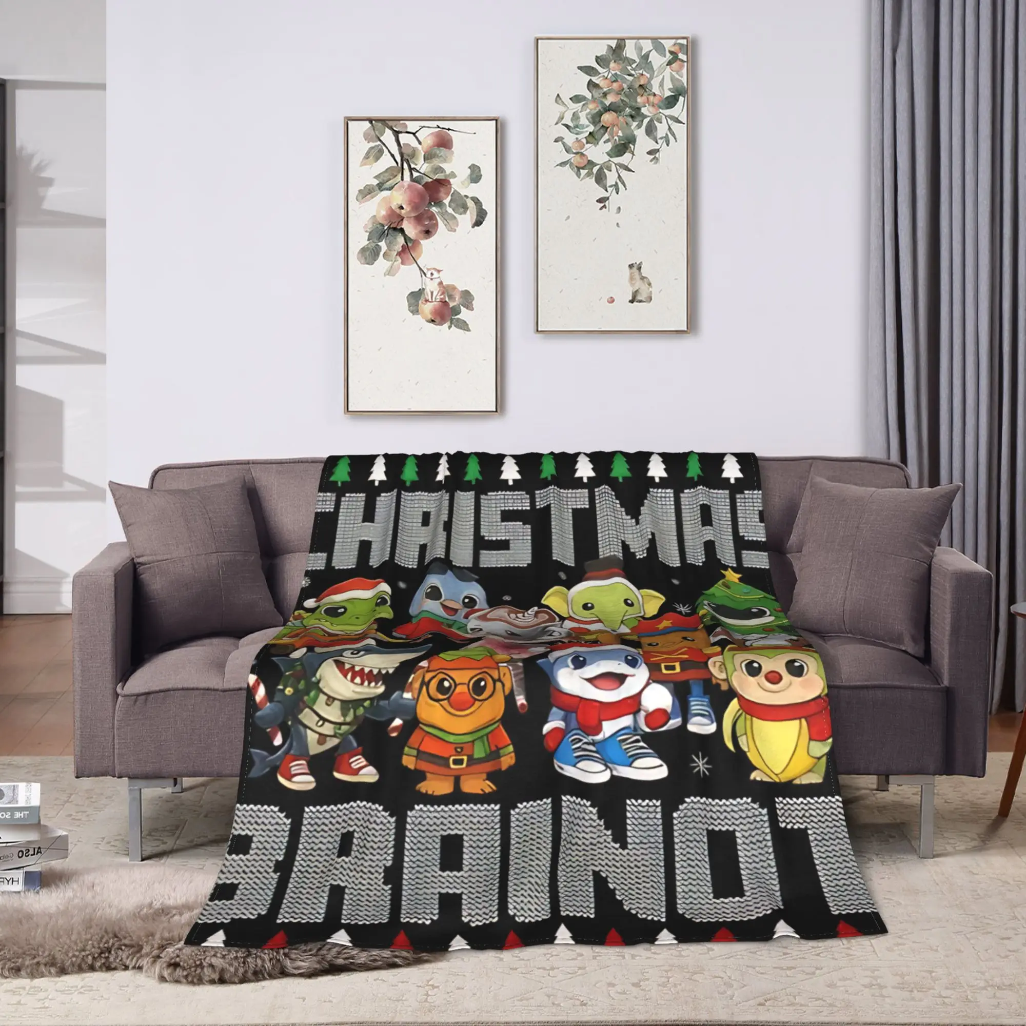 Christmas Italian Brain Rot Italian Brainrot Blanket  Throw Blanket For Couch Chair Sofa Bed Soft Custom Quality Bedspread