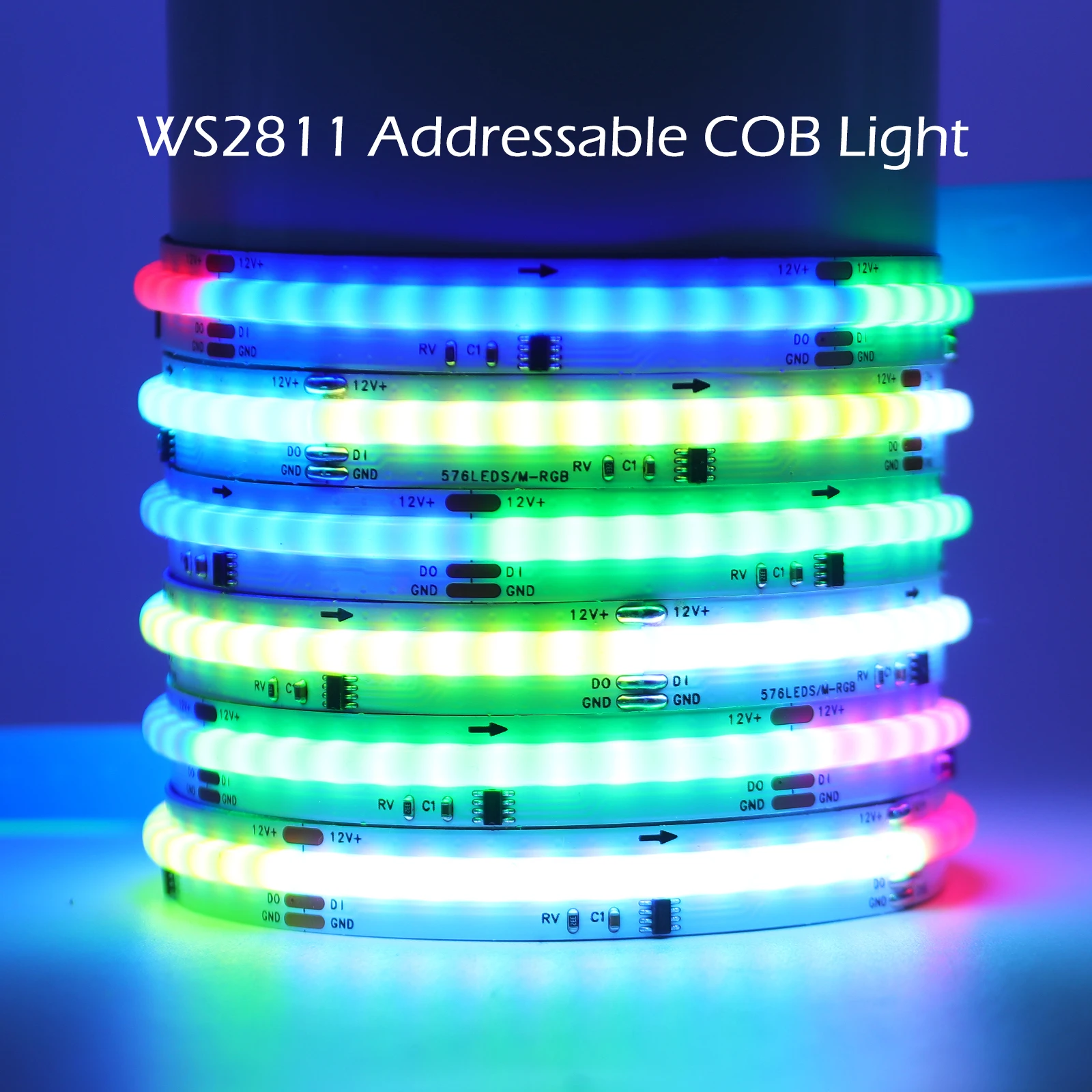 WS2811 Addressable RGBIC COB LED Strip Light 576 720Leds Full Dream Color Ribbon Tape FCOB LED Lights Magic Room Decor DC12V 24V