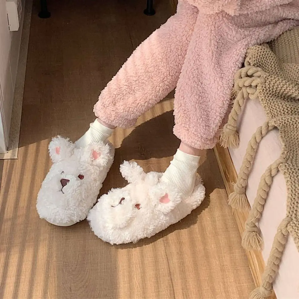 شباشب كلب قطيفة شتوية غير رسمية سميكة دافئة ناعمة كرتونية فروي شباشب لطيفة مضادة للانزلاق أحذية قطنية منزلية هدايا