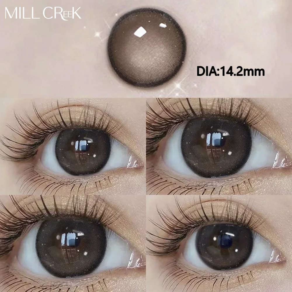 MILL CREEK 1 Pair Contacts Lenses with Myopia Black Pupils Eyes Colored Lens Makeup Blue Lenses Good Quality Natural Annual Use