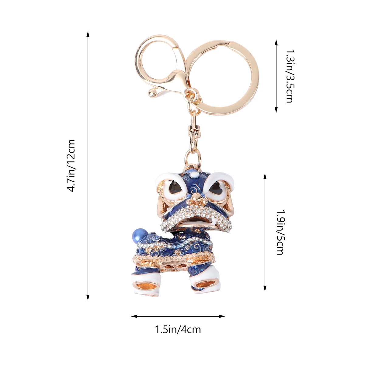 

Creative Keychain Rhinestone Cartoon Keyring Alloy Women Gifts Lion Dancing Chinoiserie Key Accessory Beautiful Bright Exquisite